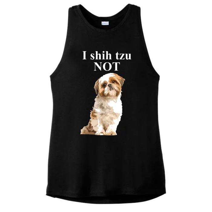 I Shih Tzu NOT Funny Shih Tzu Ladies Tri-Blend Wicking Tank