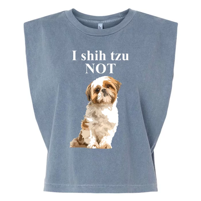 I Shih Tzu NOT Funny Shih Tzu Garment-Dyed Women's Muscle Tee