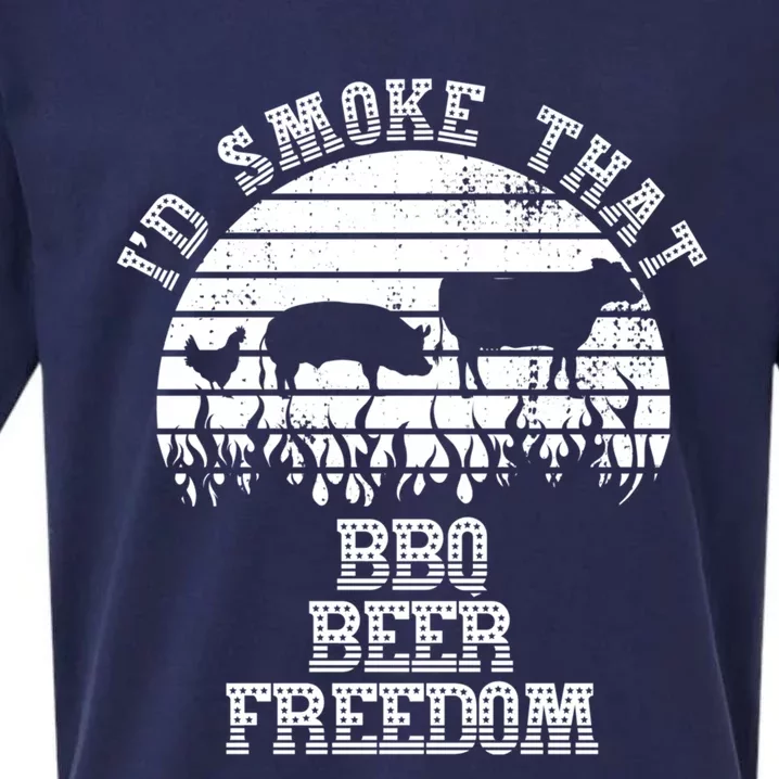 Id Smoke That Barbecue Us Flag Bbq Beer Freedom Great Gift Sueded Cloud Jersey T-Shirt