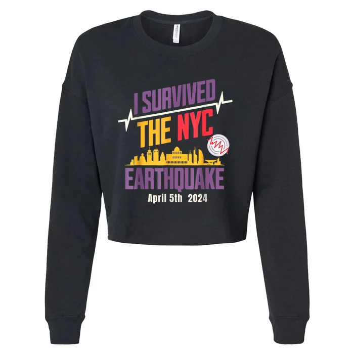 I Survived The Nyc Earthquake Cropped Pullover Crew