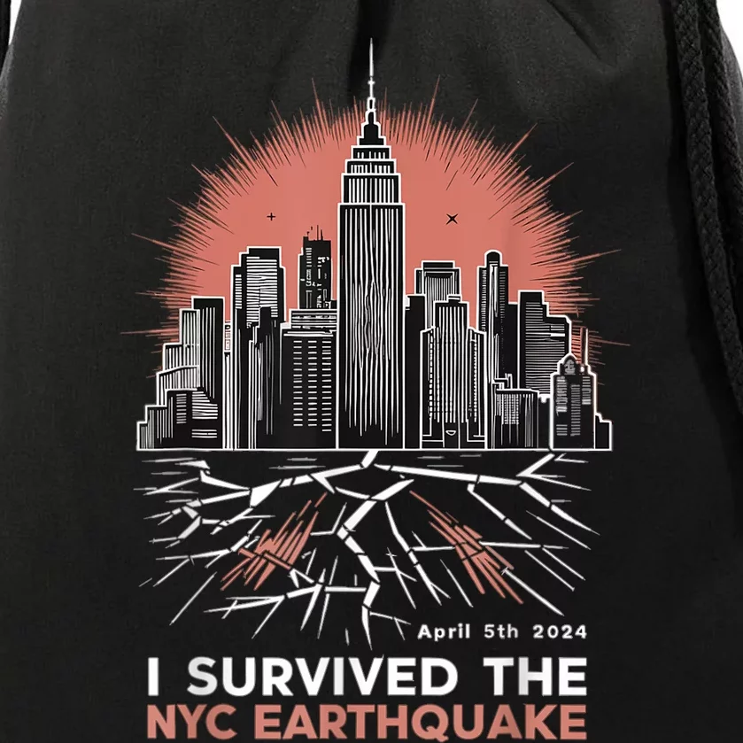 I Survived The Nyc Earthquake Drawstring Bag