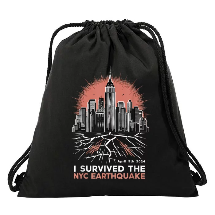 I Survived The Nyc Earthquake Drawstring Bag