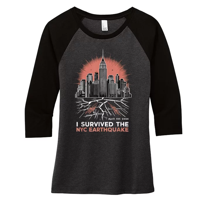 I Survived The Nyc Earthquake Women's Tri-Blend 3/4-Sleeve Raglan Shirt