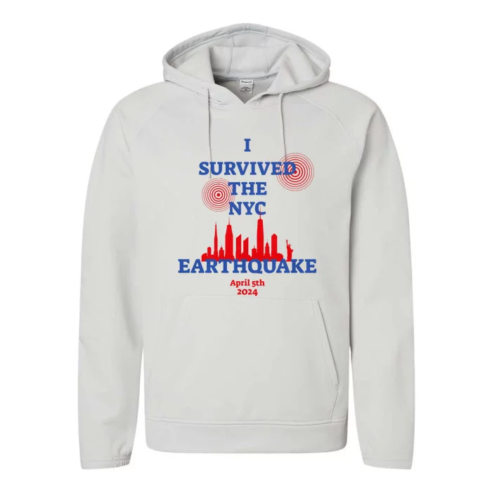 I Survived The Nyc Earthquake 2024 Performance Fleece Hoodie