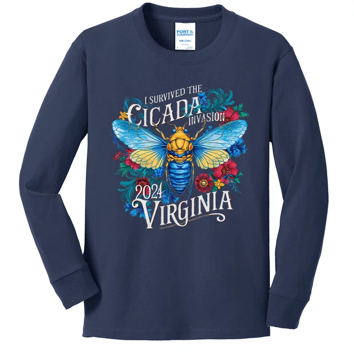 I Survived The Cicada Invasion Virginia 2024 Brood Xix Xiii Kids Long Sleeve Shirt