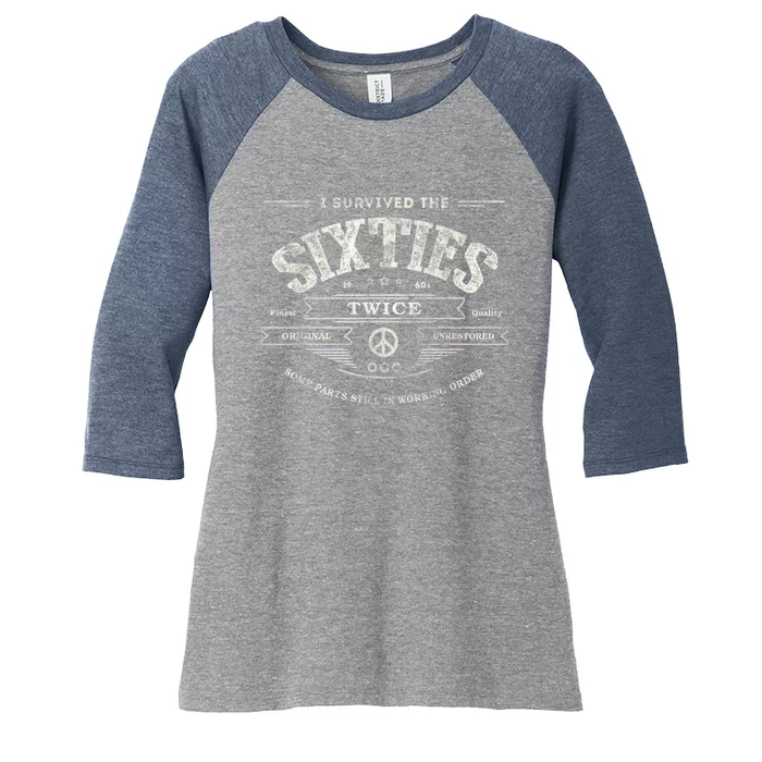 I Survived The Sixties Twice Built In 60s 60th Birthday Women's Tri-Blend 3/4-Sleeve Raglan Shirt