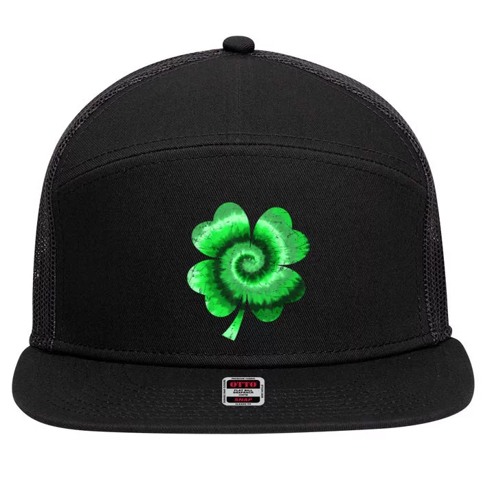 Irish Shamrock Tie Dye Happy St Patrick's Day Go Lucky Gift 7 Panel Mesh Trucker Snapback Hat