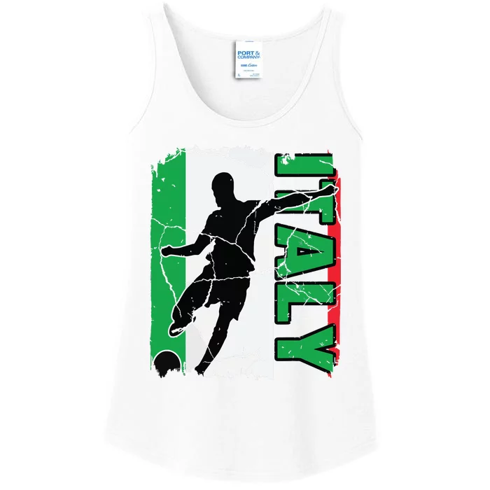 Italy Soccer Team Italian Flag Jersey Football Fans Ladies Essential Tank