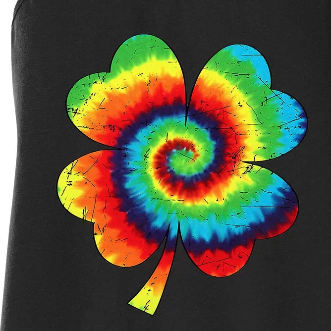 Irish Shamrock Tie Dye Happy St Patrick's Day Go Lucky Women's Racerback Tank