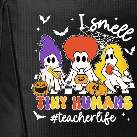 I Smell Tiny Hu Retro Teacher Halloween Spooky Teacher Cool Gift City Backpack