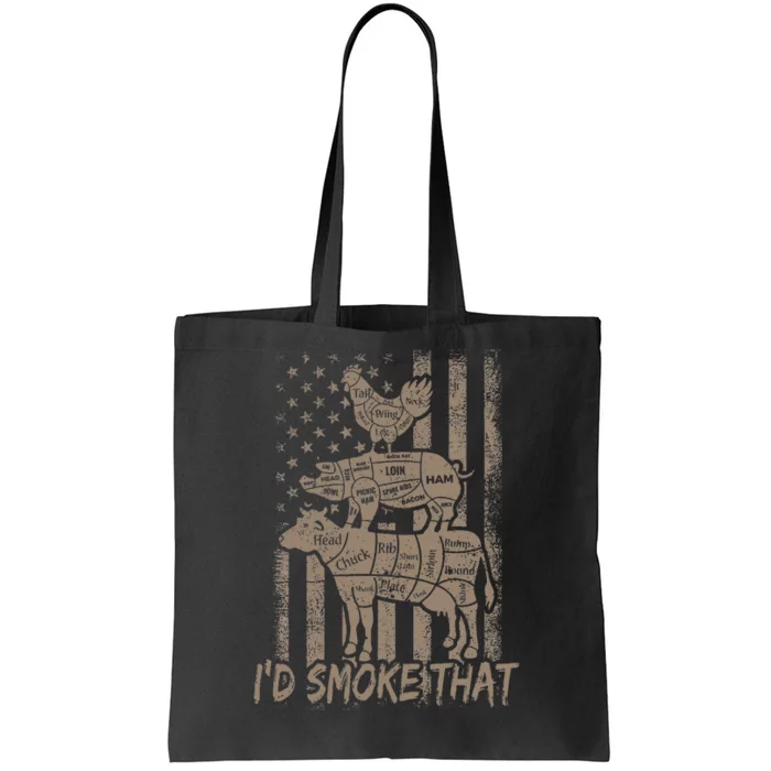 ID Smoke That Funny Retro Bbq Party Smoker Chef Dad Tote Bag