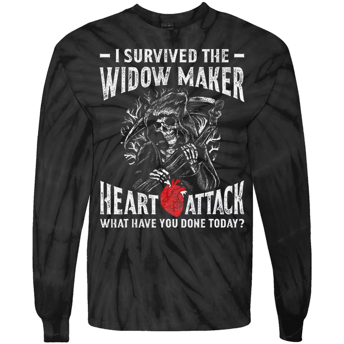 I Survived The Widow Maker Heart Attack Heart Disease Tie-Dye Long Sleeve Shirt