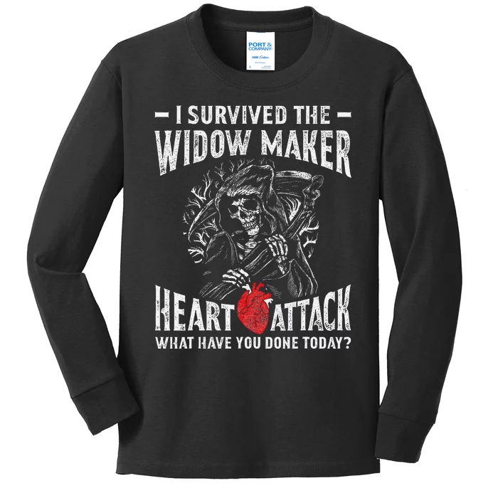 I Survived The Widow Maker Heart Attack Heart Disease Kids Long Sleeve Shirt