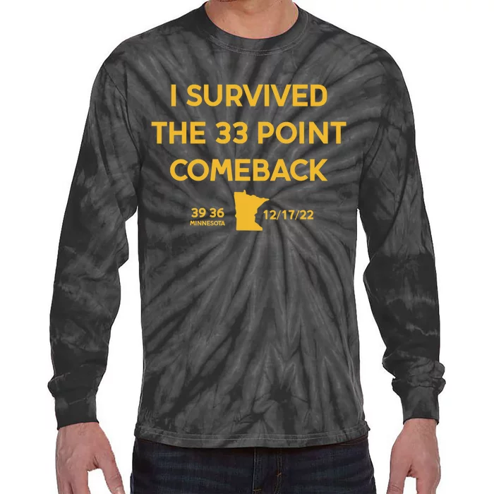 I Survived The 33 Point Comeback Football Tie-Dye Long Sleeve Shirt