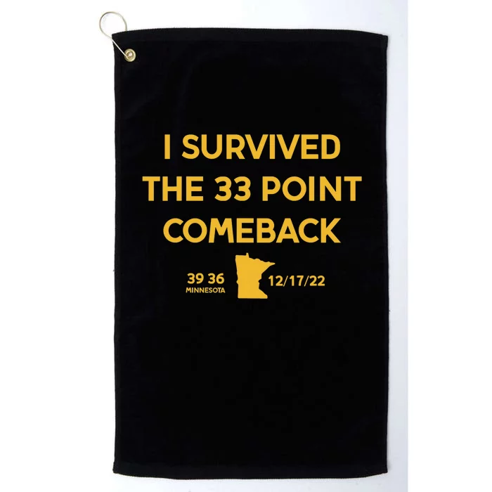 I Survived The 33 Point Comeback Football Platinum Collection Golf Towel