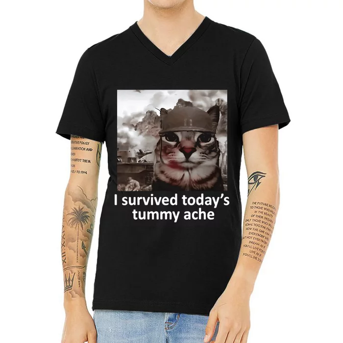 I Survived TodayS Tummy Ache V-Neck T-Shirt