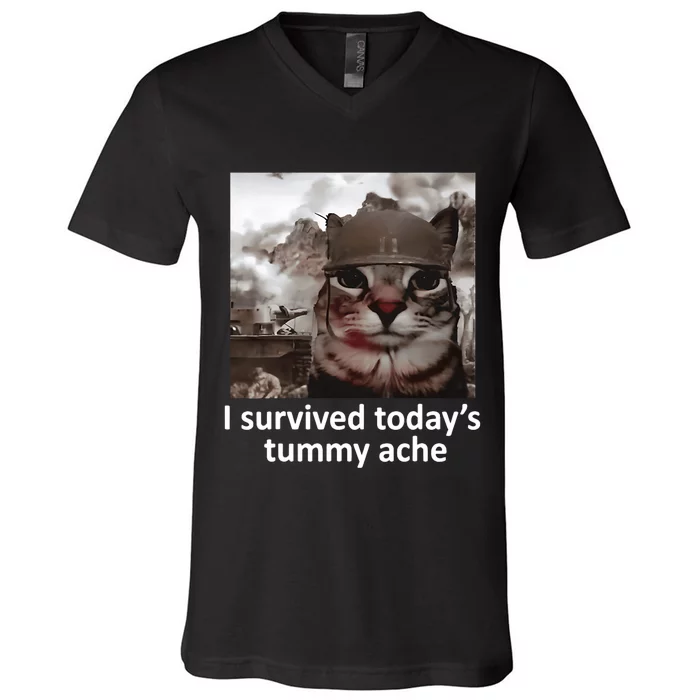 I Survived TodayS Tummy Ache V-Neck T-Shirt