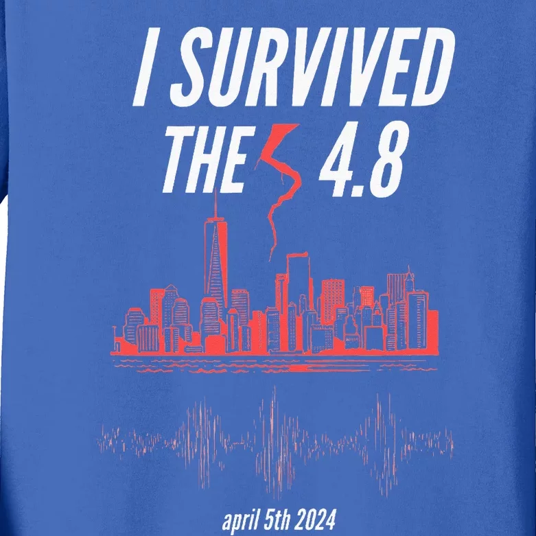 I Survived The 4.8 Earthquake April 5th 2024 Kids Long Sleeve Shirt