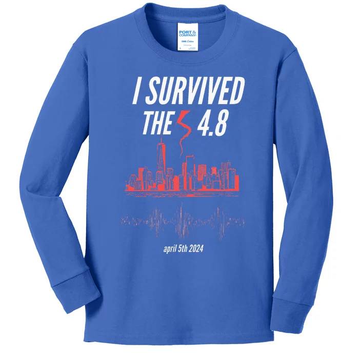 I Survived The 4.8 Earthquake April 5th 2024 Kids Long Sleeve Shirt