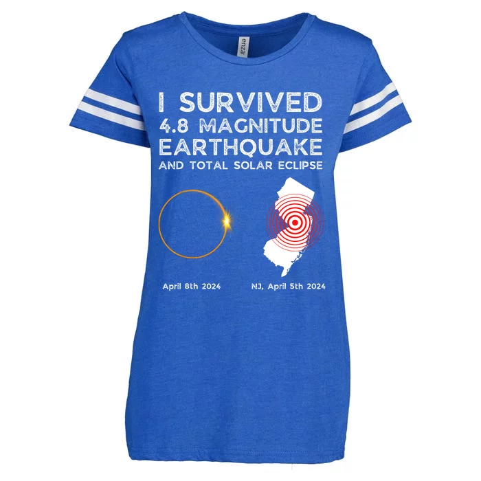 I Survived The Nj Earthquake And The Total Solar Eclipse Enza Ladies Jersey Football T-Shirt