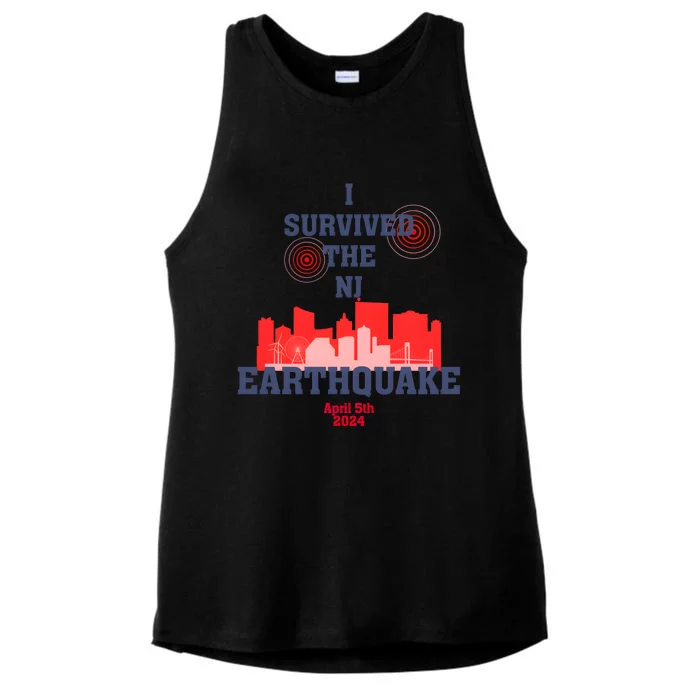 I Survived The Nj Earthquake And The Total Solar Eclipse Ladies Tri-Blend Wicking Tank