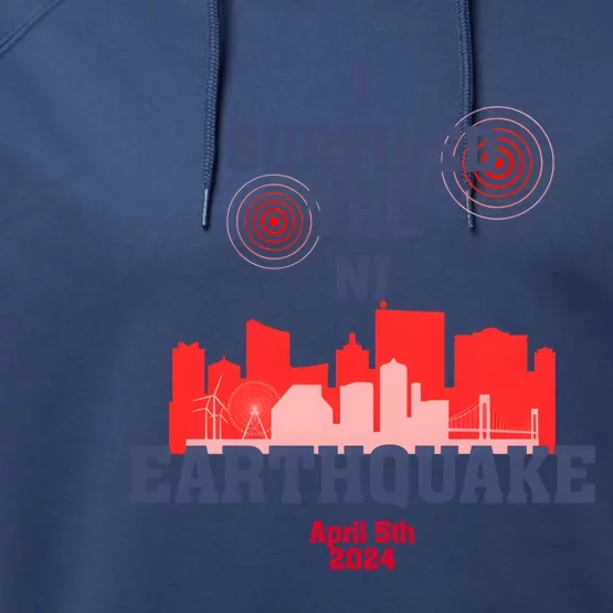 I Survived The Nj Earthquake And The Total Solar Eclipse Performance Fleece Hoodie