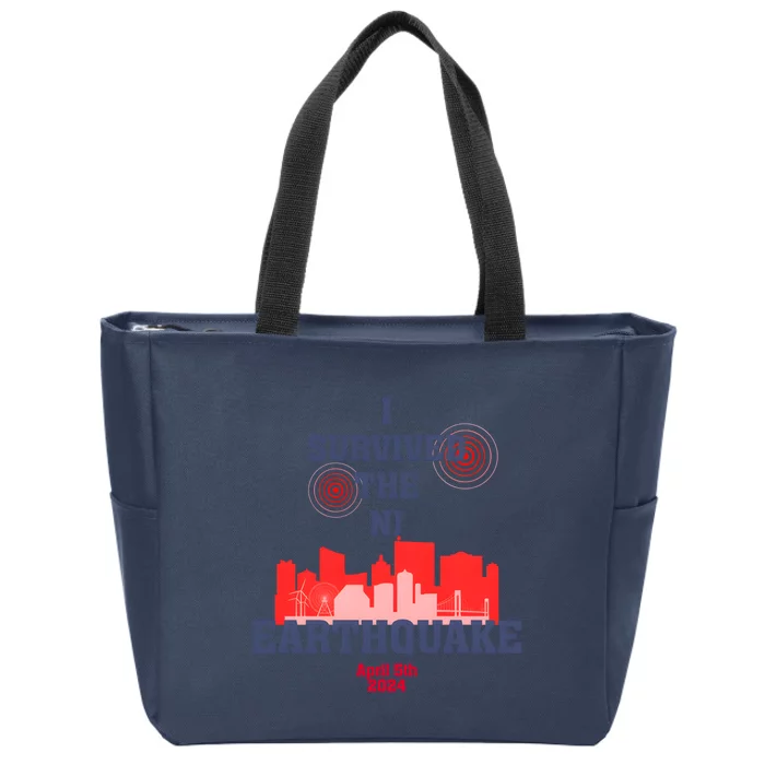 I Survived The Nj Earthquake And The Total Solar Eclipse Zip Tote Bag