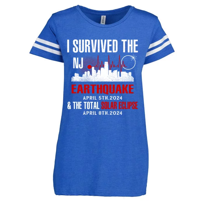 I Survived The Nj Earthquake And The Total Solar Eclipse Enza Ladies Jersey Football T-Shirt