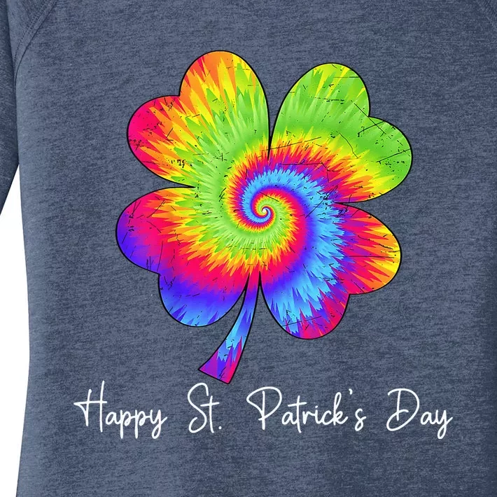 Irish Shamrock Tie Dye Happy St Patrick's Day Go Lucky Women's Perfect Tri Tunic Long Sleeve Shirt