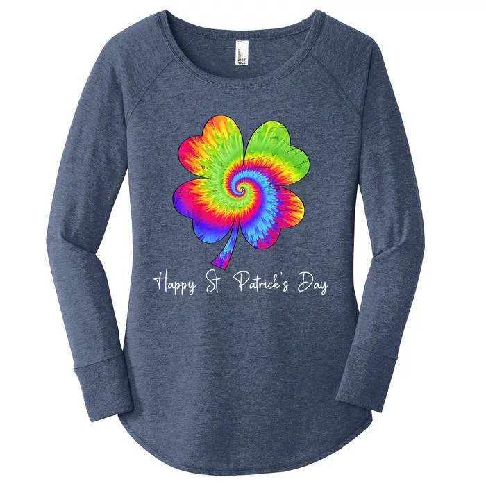 Irish Shamrock Tie Dye Happy St Patrick's Day Go Lucky Women's Perfect Tri Tunic Long Sleeve Shirt