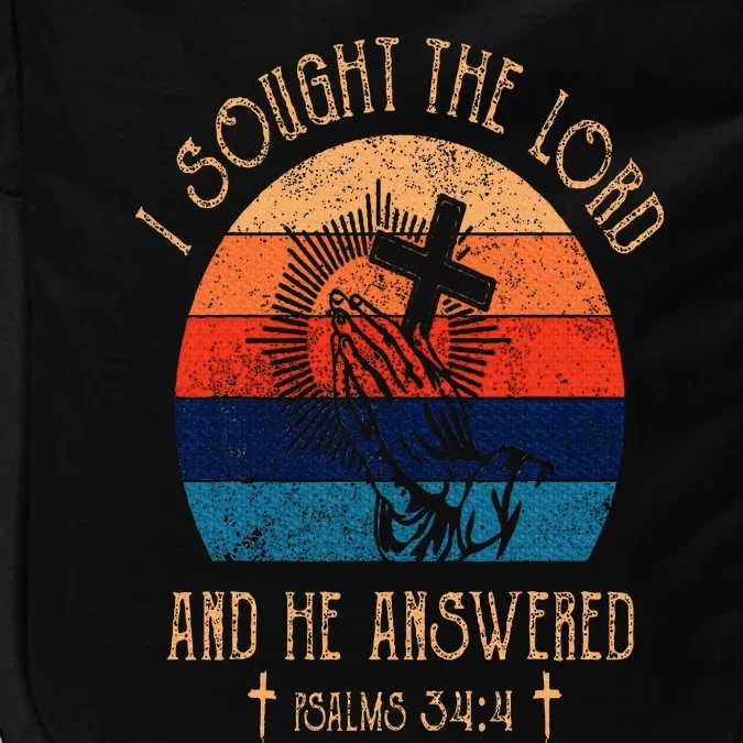 I Sought The Lord And He Answered Me Cross Bible Christian Impact Tech Backpack