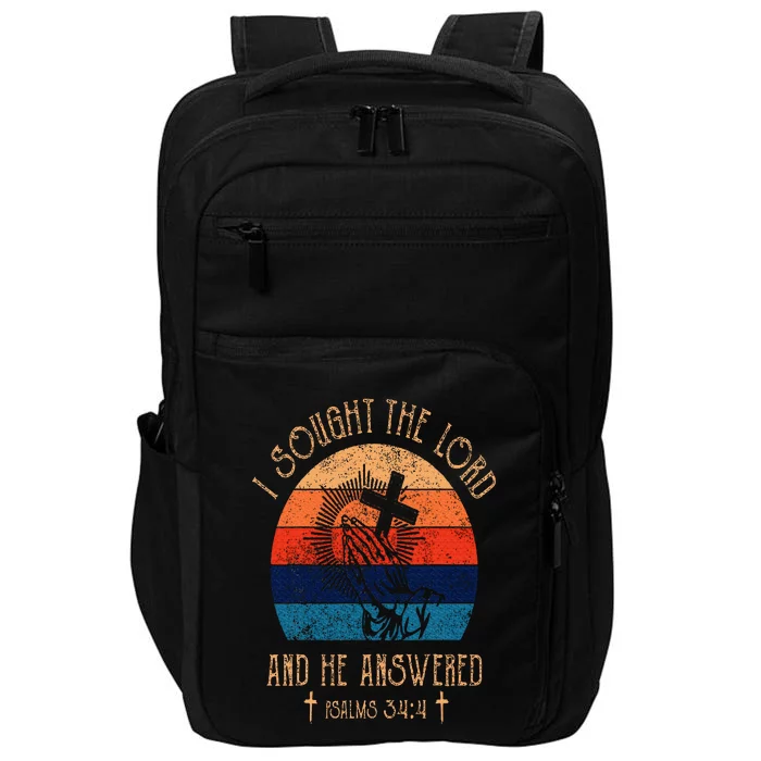 I Sought The Lord And He Answered Me Cross Bible Christian Impact Tech Backpack