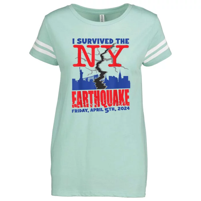 I Survived The Nyc Earthquake Enza Ladies Jersey Football T-Shirt