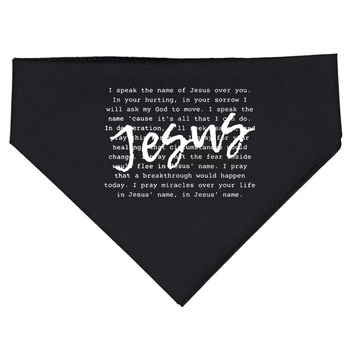 I Speak The Name Of Jesus Vintage Christian Faith Prayer USA-Made Doggie Bandana