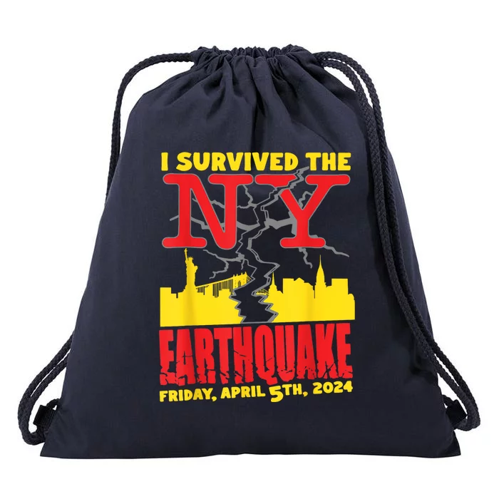 I Survived The Nyc Earthquake Drawstring Bag