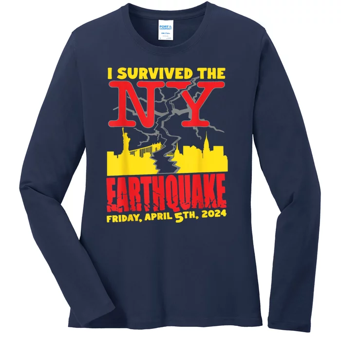 I Survived The Nyc Earthquake Ladies Long Sleeve Shirt