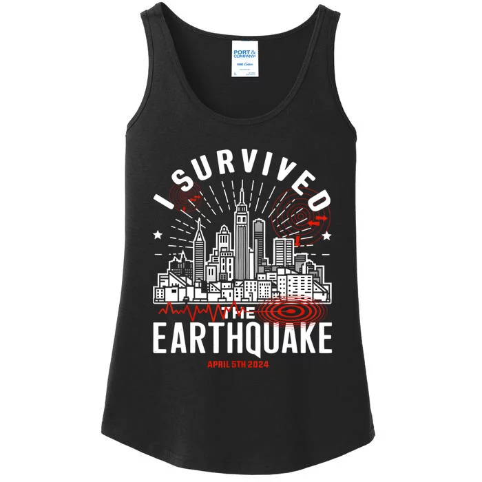 I Survived The Nyc Earthquake April 5 2024 Ladies Essential Tank