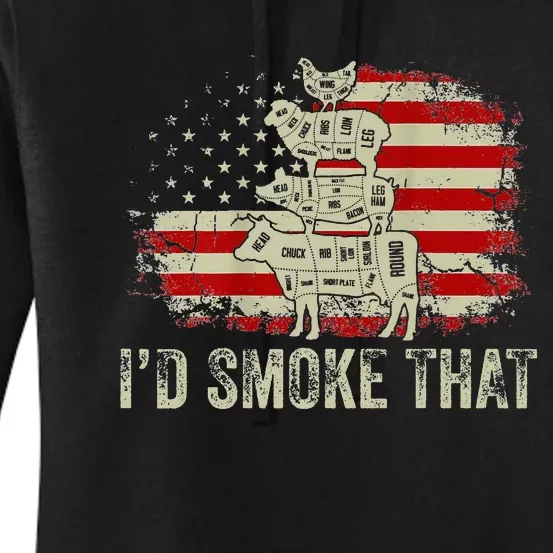 Id smoke that Grillers Chef Pitmaster Outdoor Camping BBQ Women's Pullover Hoodie