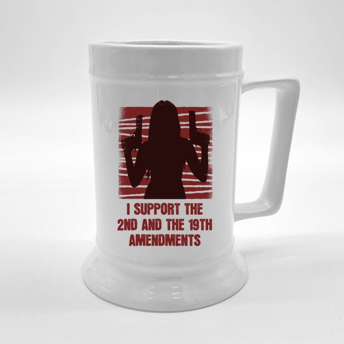 I Support The 2nd And The 19th Bear Arms And Vote Adts Gift Front & Back Beer Stein