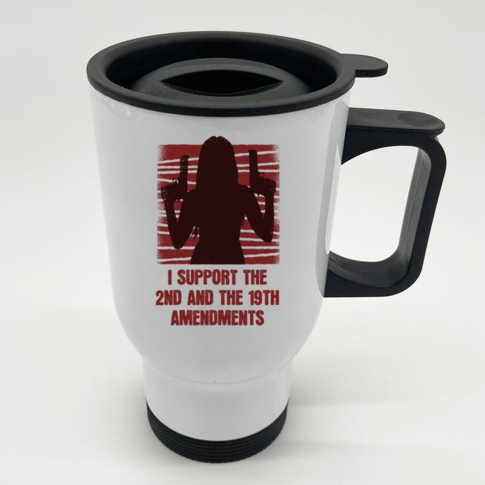 I Support The 2nd And The 19th Bear Arms And Vote Adts Gift Front & Back Stainless Steel Travel Mug