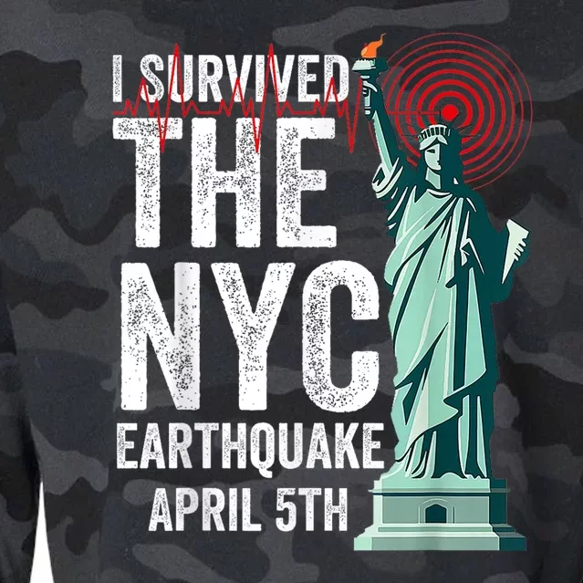 I Survived The Ny Earthquake Friday April 5th 2024 Cropped Pullover Crew