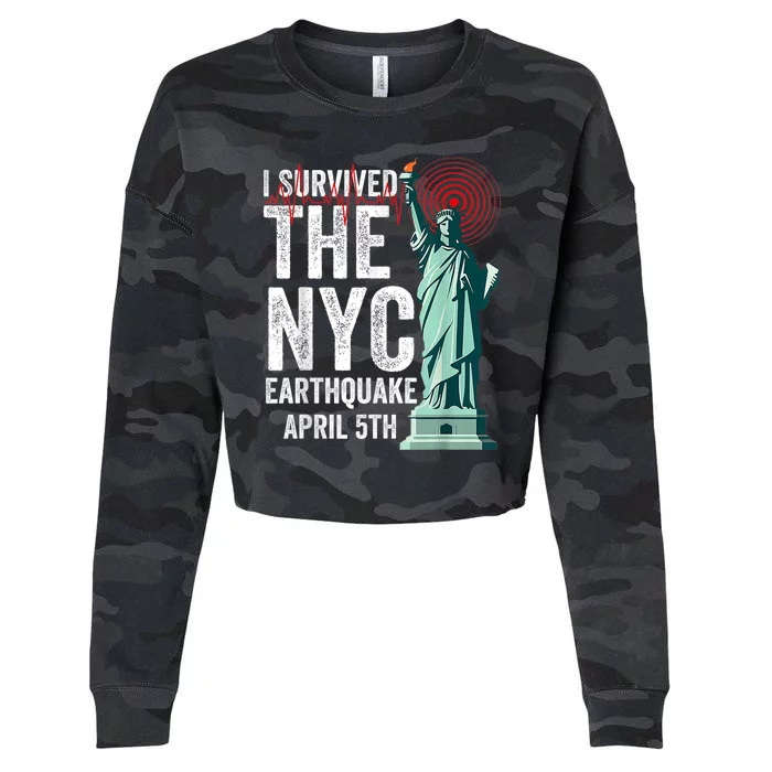 I Survived The Ny Earthquake Friday April 5th 2024 Cropped Pullover Crew