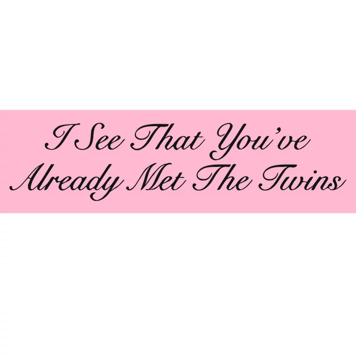 I See That YouRe Already Met The Twins Bumper Sticker