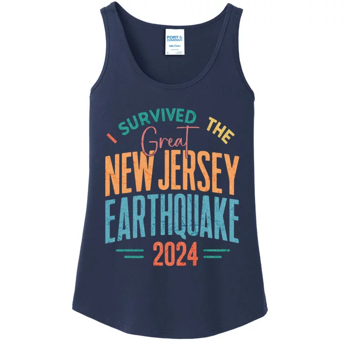 I Survived The Great New Jersey Earthquake 2024 Ladies Essential Tank