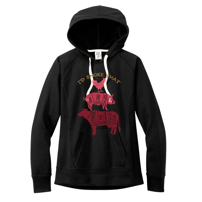 Id Smoke That Barbecue Gift Women's Fleece Hoodie