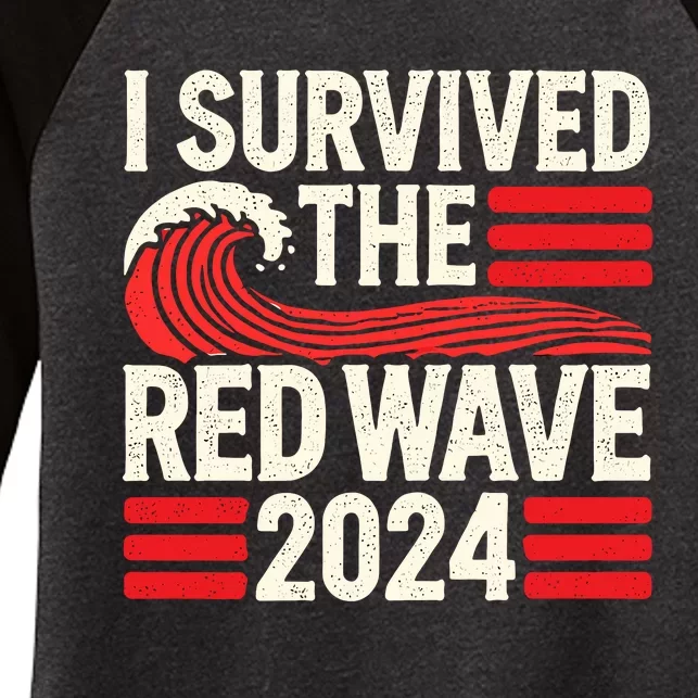 I Survived The Red Wave 2024 Women's Tri-Blend 3/4-Sleeve Raglan Shirt