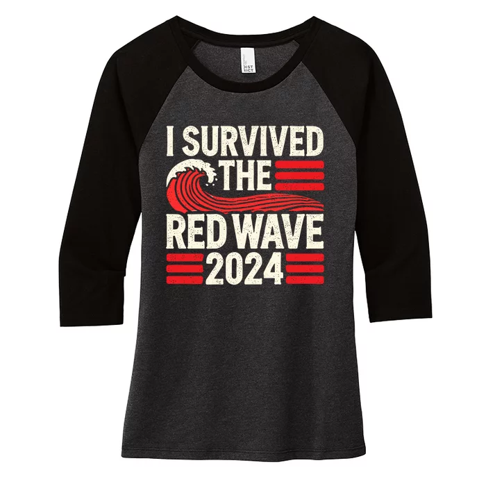 I Survived The Red Wave 2024 Women's Tri-Blend 3/4-Sleeve Raglan Shirt