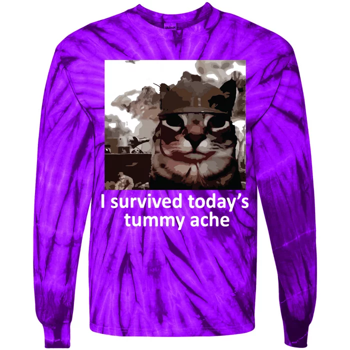 I Survived Todays Tummy Ache Tie-Dye Long Sleeve Shirt