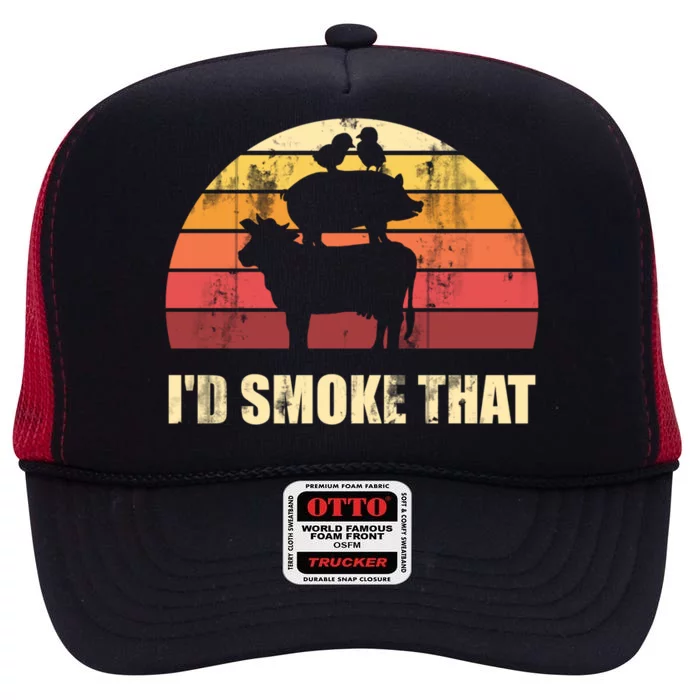 Id Smoke That Barbecue Gift High Crown Mesh Trucker Hat