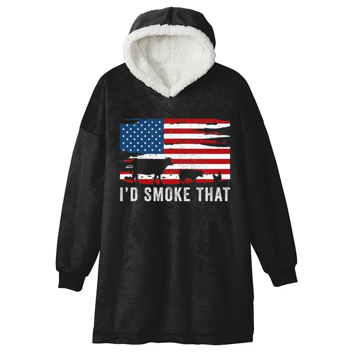 Id Smoke That Barbecue Hooded Wearable Blanket